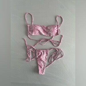 Zaful Pink Snake Skin Patterned Bikini Set